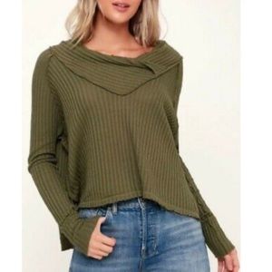 Free people wildcat olive green thermal top